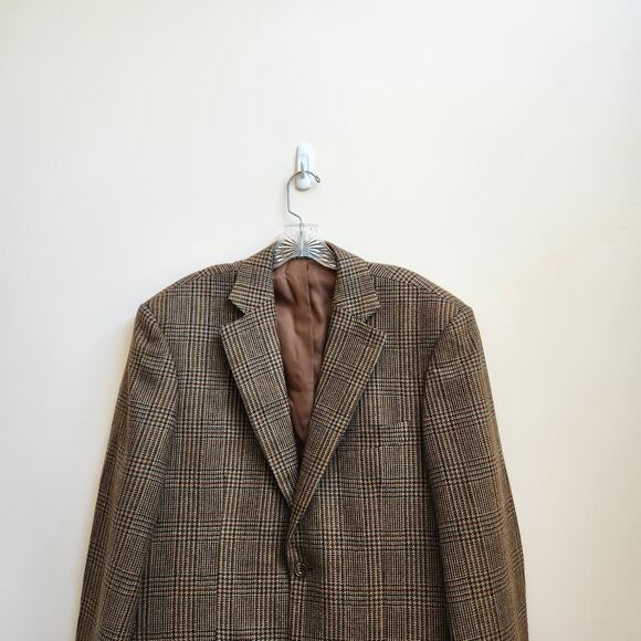 Pendleton Blazer Jacket Mens 42R Brown Plaid Wool Two Button Lined Suit Jacket - Picture 2 of 16